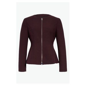 NWT Boss Jepeplar Zip Front Peplum Jacket - Merlot - Size 10